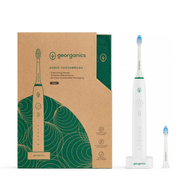 Georganics Sonic Eco Friendly Electric Toothbrush Set - 50000SPM - Plastic Freedom