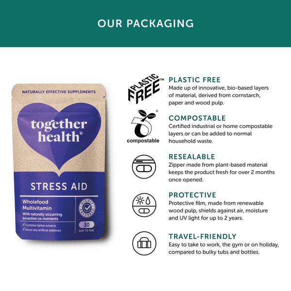 Together Health Stress Aid Vegan & Organic Supplement x30 – Compostable Packet