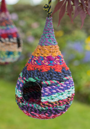 Namaste Recycled Sari Birdhouse - Raindrop