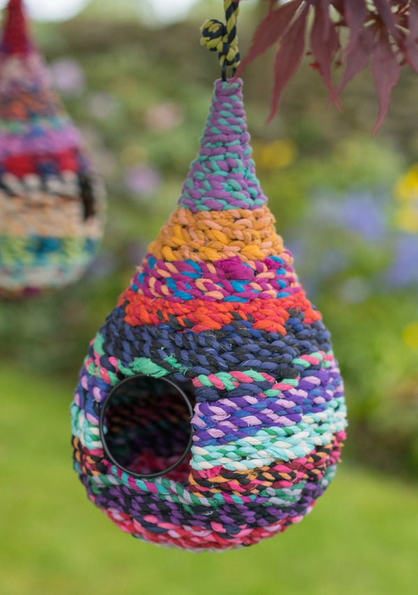 Namaste Recycled Sari Birdhouse - Raindrop