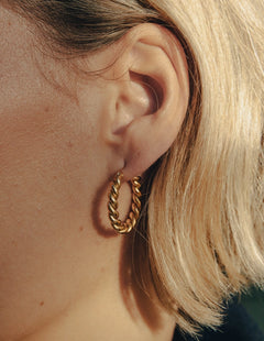 Nordic Muse Gold Small Twist Waterproof Hoop Earrings
