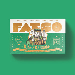 FATSO Vegan Chunky Chocolate Bar 150g - King's Ransom Mint, Pistachio & Cocoa Nibs