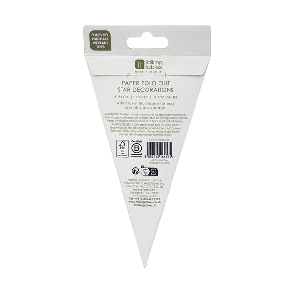 Talking Tables Folklore Paper Stars - x3 Pack
