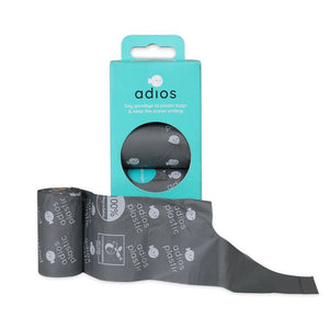 Adios Plastic Compostable Poo Bags With Tie Handle - 8 Rolls - x120 Pack