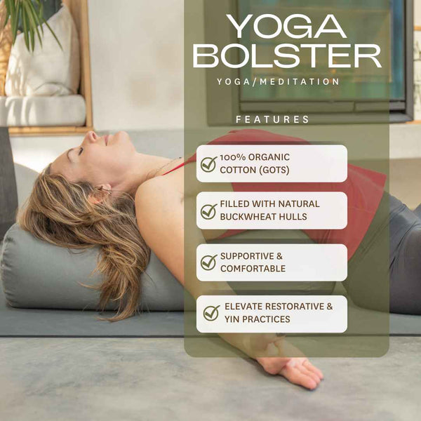 Movewell Yoga Bolster - 100% Organic Cotton and Buckwheat
