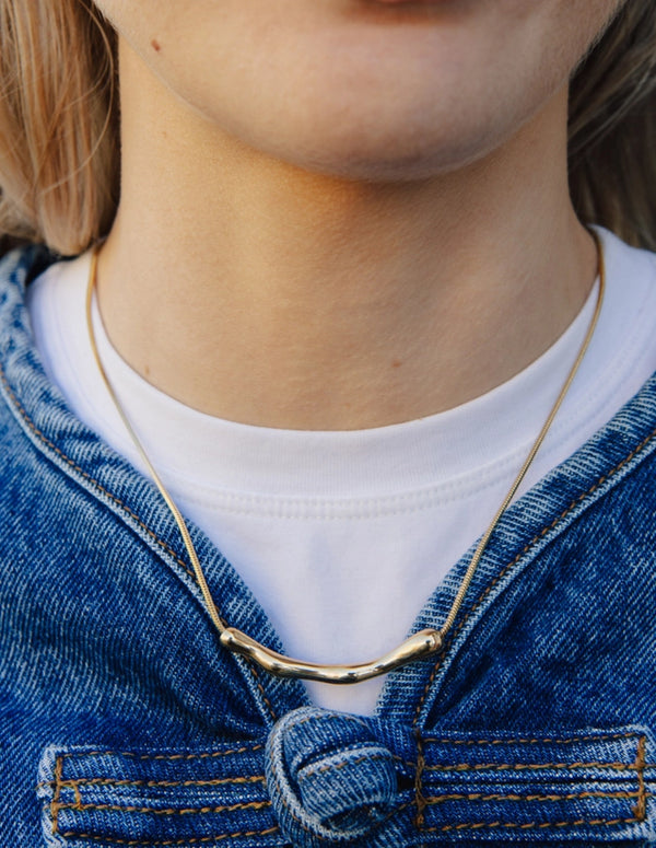 Nordic Muse Gold Organic Bar Waterproof Necklace