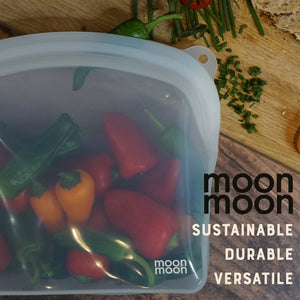 Moonmoon Reusable Silicone Food Storage Bags Medium - x2 Curve Pack