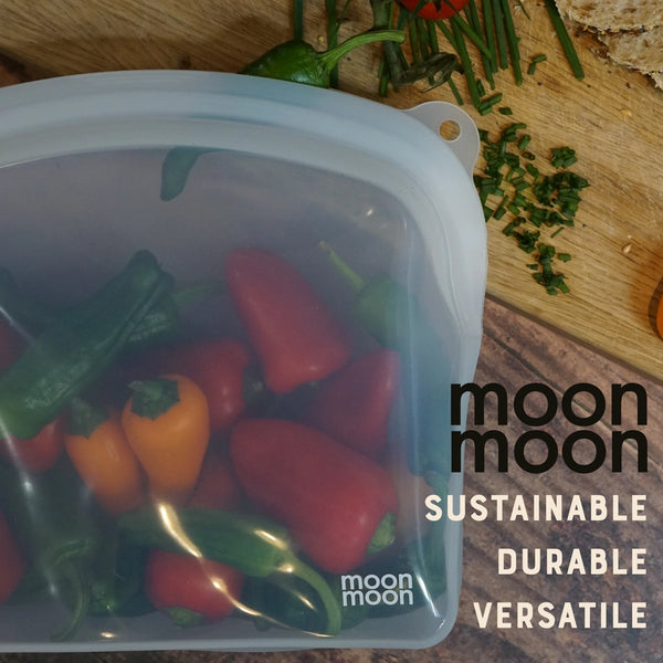 Moonmoon Reusable Silicone Food Storage Bags Medium - x2 Curve Pack