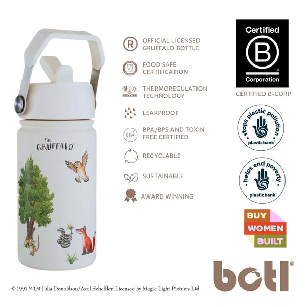 One Green Bottle Stainless Steel Kids Water Bottle 400ml - Gruffalo Cream