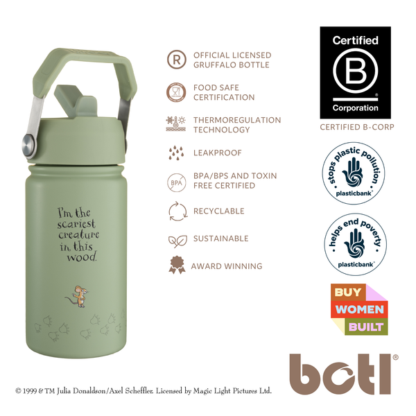 One Green Bottle Stainless Steel Kids Water Bottle 400ml - Gruffalo