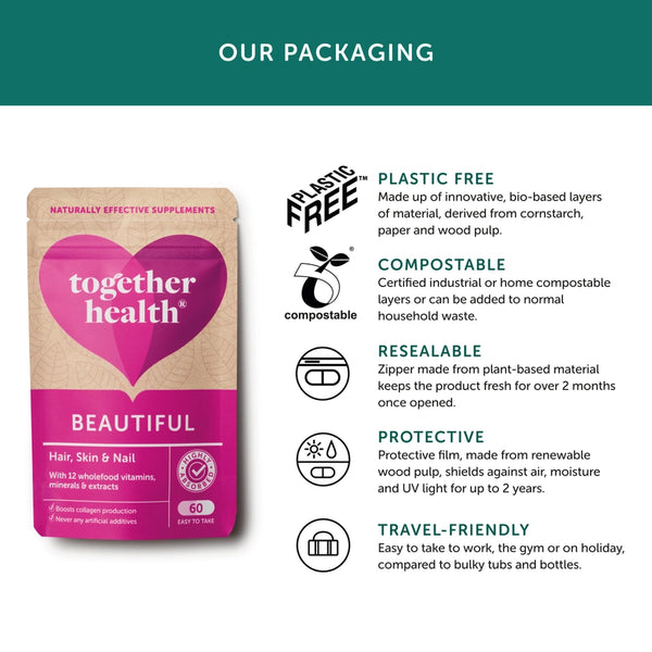 Together Health Hair, Skin & Nails Vegan & Organic Supplement x30 – Compostable Packet