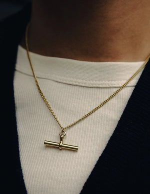Nordic Muse Gold T-Bar Waterproof Feature Necklace