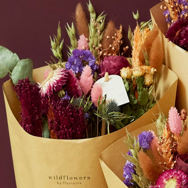 Wildflowers by Floriette Dried Flower Bouquet 50cm - Burgundy