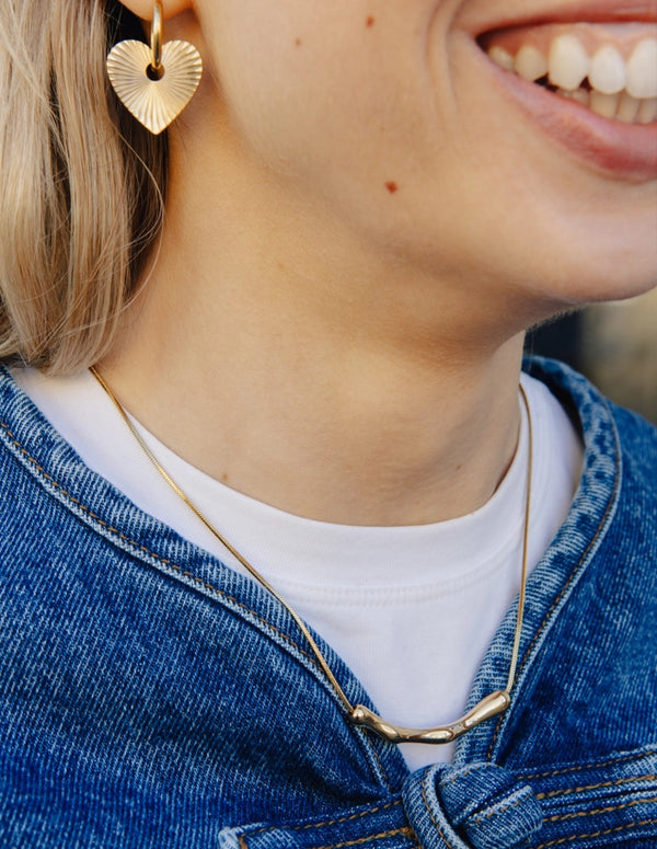 Nordic Muse Gold Organic Bar Waterproof Necklace