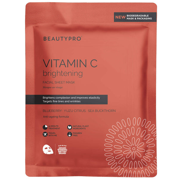 BEAUTYPRO 100% Compostable Sheet Face Mask - Vitamin-C Brightening Sheet Mask