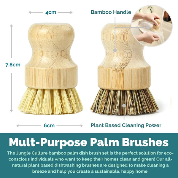 Jungle Culture Bamboo Dish Brush Set - x2 Brushes
