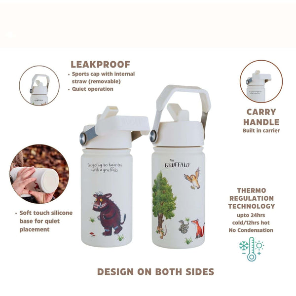 One Green Bottle Stainless Steel Kids Water Bottle 400ml - Gruffalo Cream