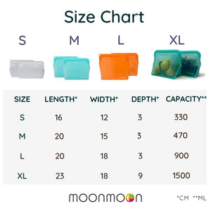 Moonmoon Reusable Silicone Food Bags Large - x2 Pack