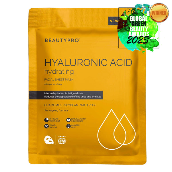BEAUTYPRO 100% Compostable Sheet Face Mask - Hyaluronic Acid Hydrating Sheet Mask