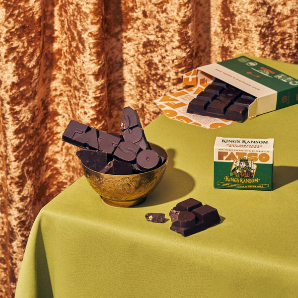 FATSO Vegan Chunky Chocolate Bar 150g - King's Ransom Mint, Pistachio & Cocoa Nibs