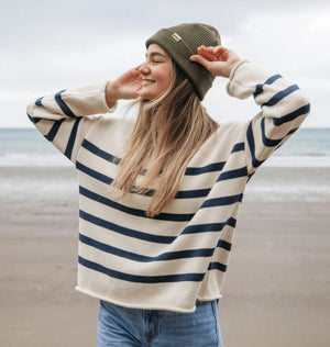 Rapanui Offshore Organic Cotton Oversized Striped Knitted Jumper