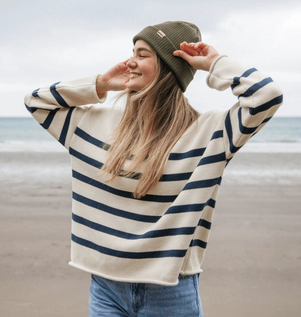 Rapanui Offshore Organic Cotton Oversized Striped Knitted Jumper