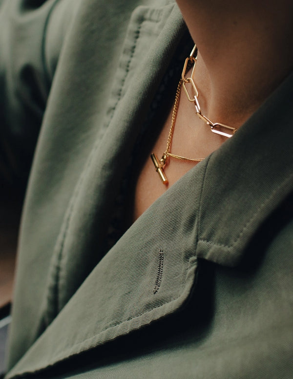 Nordic Muse Gold T-Bar Waterproof Feature Necklace
