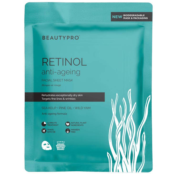 BEAUTYPRO 100% Compostable Sheet Face Mask - Retinol Anti-Ageing Sheet Mask