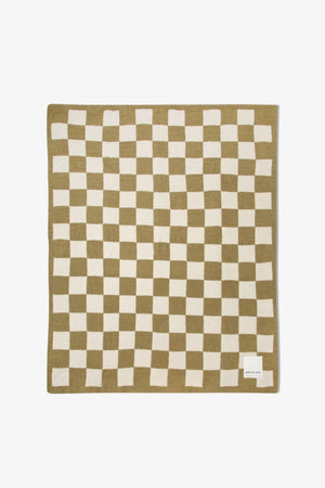 Arctic Fox 100% Recycled Teddy Throw - Khaki Check