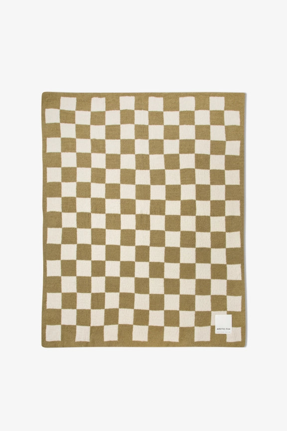 Arctic Fox 100% Recycled Teddy Throw - Khaki Check