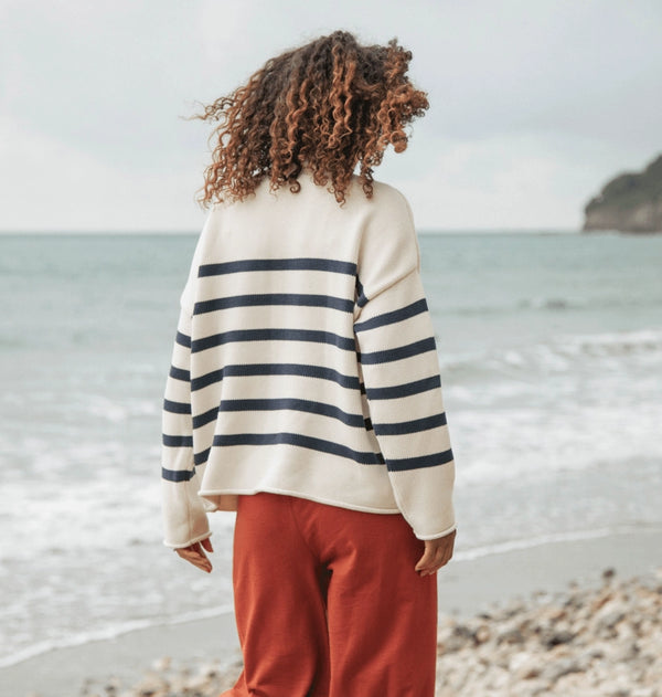 Rapanui Offshore Organic Cotton Oversized Striped Knitted Jumper