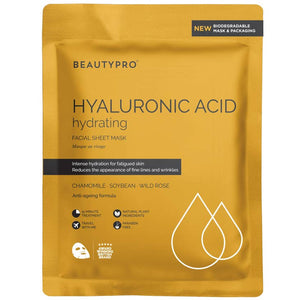 BEAUTYPRO 100% Compostable Sheet Face Mask - Hyaluronic Acid Hydrating Sheet Mask