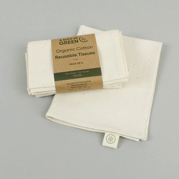 A Slice of Green Organic Cotton Reusable Tissues - x5 Pack