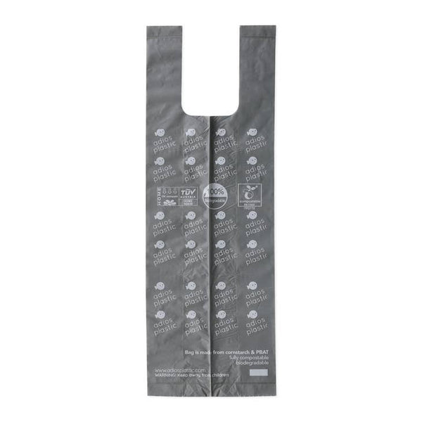 Adios Plastic Compostable Poo Bags With Tie Handle - 8 Rolls - x120 Pack