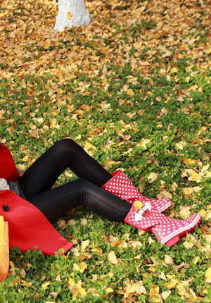 Evercreatures Natural Rubber Wellies - Red Polka Dot
