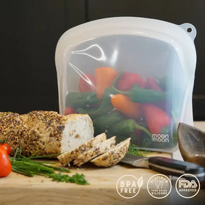 Moonmoon Reusable Silicone Food Storage Bags - x3 Mixed Pack Curve
