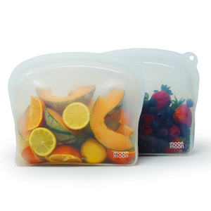 Moonmoon Reusable Silicone Food Storage Bags XL - x2 Curve Pack