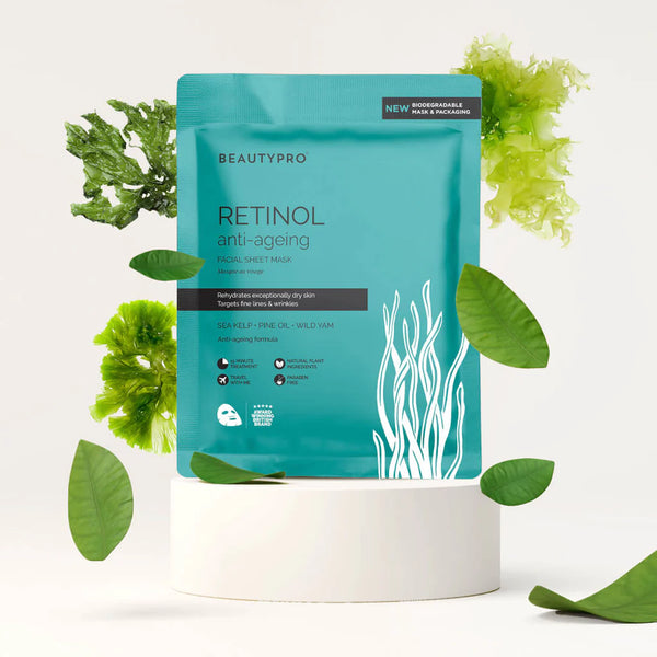 BEAUTYPRO 100% Compostable Sheet Face Mask - Retinol Anti-Ageing Sheet Mask