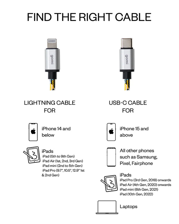 gomi Charging Cable - Built from Recycled Materials