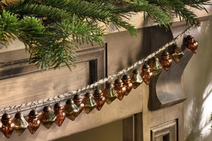 Nkuku Recycled Glass Ekiti Bauble Garland - Antique Gold & Rust
