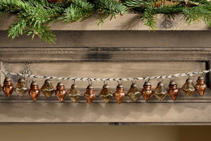 Nkuku Recycled Glass Ekiti Bauble Garland - Antique Gold & Rust