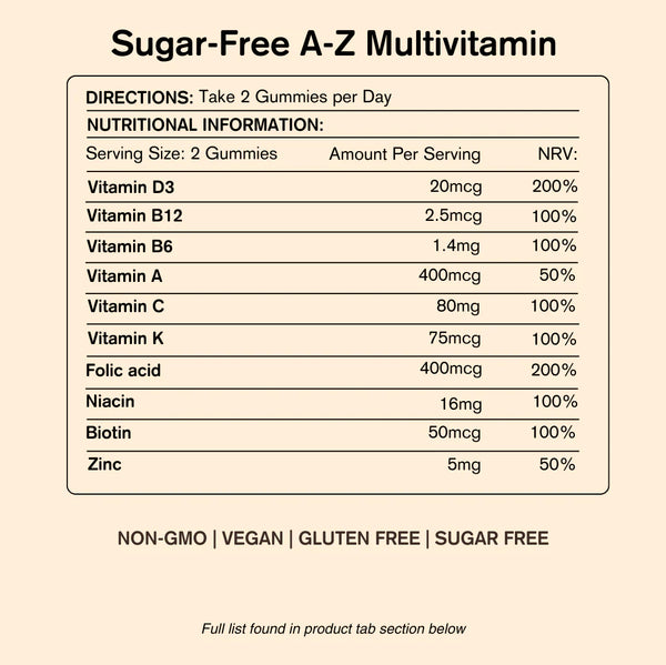 Vegums Vegan Vitamins - Sugar-Free A-Z Multivitamin