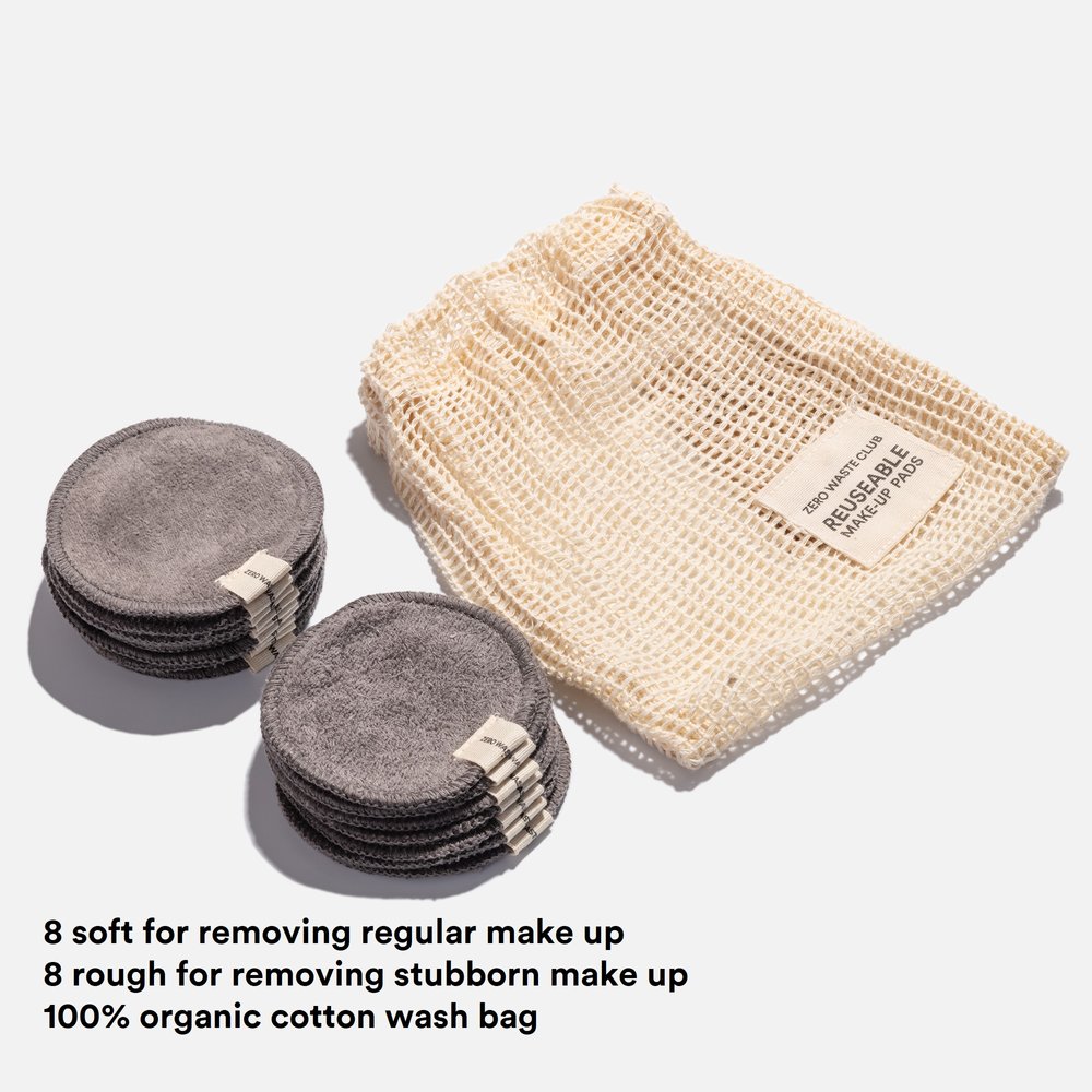 Zero Waste Club Organic Cotton Make Up Remover Pad Set - x16 Pack