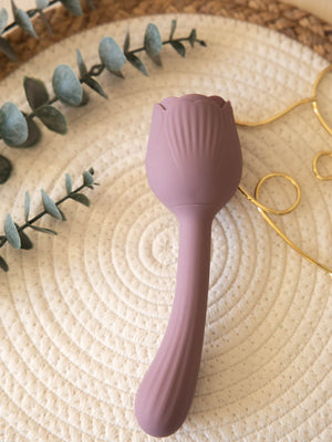 The Natural Love Company Lovage Dual-Ended Rose Inspired Suction Vibrator and Dildo