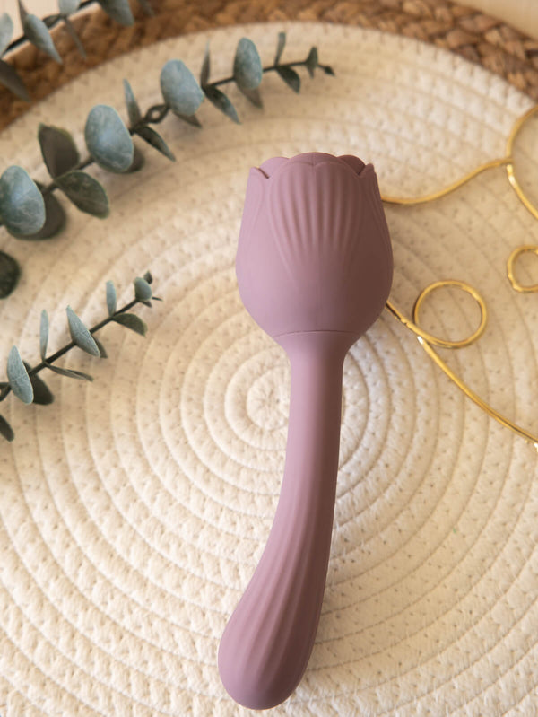 The Natural Love Company Lovage Dual-Ended Rose Inspired Suction Vibrator and Dildo