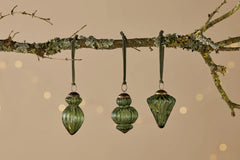 Nkuku Manipur Baubles Green - x3 Pack