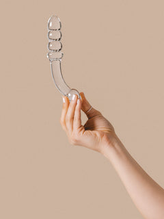 The Natural Love Company Tansy G Curve Glass Dildo 7” - Transparent