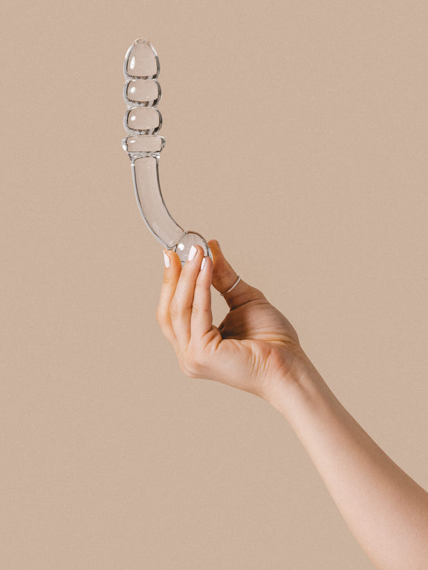 The Natural Love Company Tansy G Curve Glass Dildo 7” - Transparent