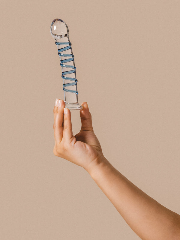 The Natural Love Company Tansy Ribbed Glass Dildo - 7”