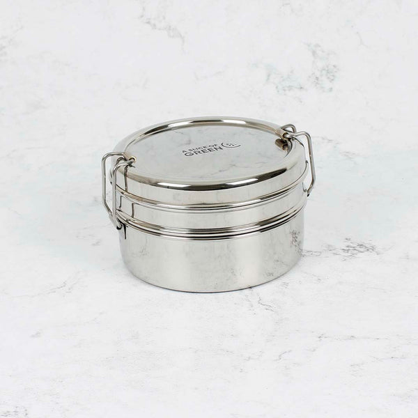 A Slice Of Green Stainless Steel Two Tier Round Lunch Box